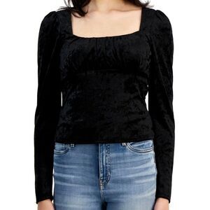 Kingston‎ Grey Juniors' Emma Square-Neck Empire-Waist Top - Black Size L
